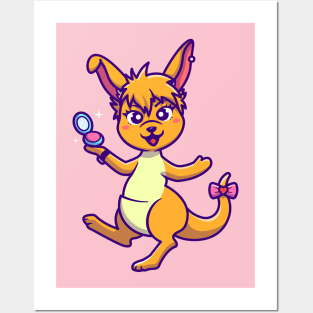 Cute Kangaroo With Make Up Cartoon Posters and Art